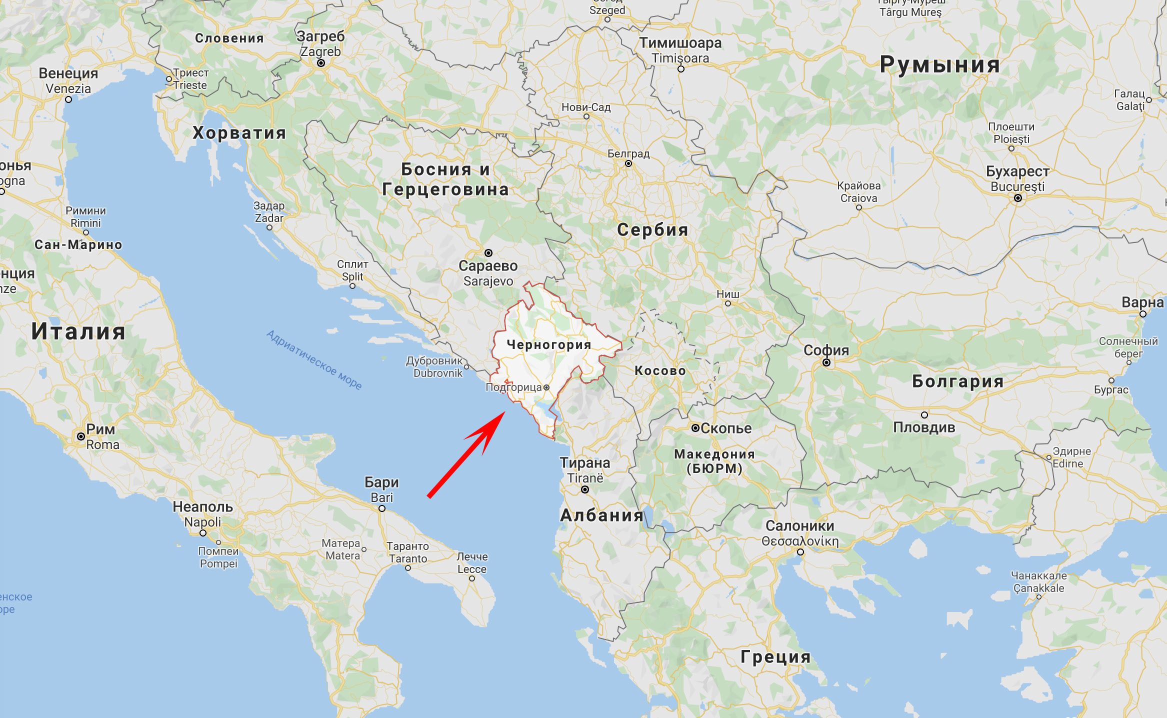Путеводитель по Европе — подробные карты Черногории с городами на русском языке